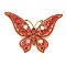 Butterfly Antique Golden Zinc Alloy Rhinestone Brooches, for Backpack Clothes, Hyacinth, 49x70mm