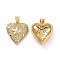 Brass Micro Pave Clear Cubic Zirconia Pendants, Heart with Star, Golden, 21x17x6mm, Hole: 3.5x5mm