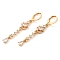 Rack Plating Golden Brass Dangle Leverback Earrings, with Cubic Zirconia, Teardrop, Clear, 51x8mm