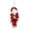 Retro Style Iron & Natural Red Agate Pendant Hanging Decoration, Woven Net/Web with Feather Wall Hanging Wall Decor, 160mm