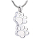 Non-Tarnish Stainless Steel Double Paw Print Urn Ashes Pendant Necklace, Memorial Jewelry for Women, Stainless Steel Color, 19.69 inch(50cm)