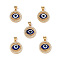 Lampwork Evil Eye Pendants with Clear Cubic Zirconia, Real 18K Gold Plated Brass Findings, Lead Free & Cadmium free, Blue, 18x16x4mm, Hole: 3x3.5mm