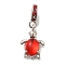 Rack Plating Alloy Rhinestone European Dangle Charms, Glass Turtle Large Hole Pendants, Lead Free & Cadmium Free, Platinum, Red, 30mm, Hole: 5mm