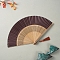 Bamboo Folding Fan with Tassel, for Party Wedding Dancing Decoration, Indigo, 230x400mm