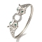 Brass Pave Clear & Green Cubic Zirconia Leopard Hinged Bangle for Women, Platinum, Inner Diameter: 2-1/4x2-3/8 inch(5.6x6.1cm)