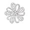 Flower Platinum Alloy Rhinestone Brooches for Backpack Clothes, Platinum, 66mm