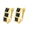 Rack Plating Brass Micro Pave Cubic Zirconia Hoop Earring Findings, Cadmium Free & Lead Free, Long-Lasting Plated, Real 18K Gold Plated, Black, 18x5mm, Hole: 1.2mm