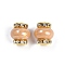 Brass Beads, with Rhinestone & Resin, Golden, PeachPuff, 14.5x13.5mm, Hole: 3.5mm