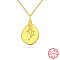 Birth Flower Style 925 Sterling Silver Pendant Necklaces, Real 14K Gold Plated, 17.91 inch(45.5cm)