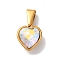 PVD Vacuum Plating 304 Stainless Steel Pendants, with Rhinestone, Heart, Golden, Crystal AB, 12x10x6mm, Hole: 7x3.5mm