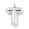 Non-Tarnish 304 Stainless Steel Pendants, Letter Charm, Stainless Steel Color, Letter T, 26.5x19.5x5.5mm, Hole: 3mm