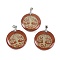 Natural Red Jasper Flat Round Pendants, Tree of Life Charms with Rack Plating Platinum Tone Brass Snap on Bails, Cadmium Free & Lead Free, 30.5~32x25~25.5x6.5~7.5mm, Hole: 4.5x3.5mm