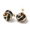 Real 18K Gold Plated Brass Enamel Stud Earrings for Women EJEW-M251-09G-02-2