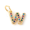 Brass Micro Pave Colorful Cubic Zirconia Charms ZIRC-F092-01-W-1