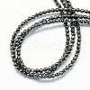 Faceted Round Natural Black Stone Beads Strands X-G-S137-03-2