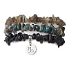 3Pcs 3 Styles Natural Labradorite & Obsidian & Moss Agate  Chips Stretch Bracelets Sets BJEW-JB11076-12-1