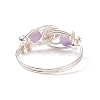 Natural Amethyst Beaded Spiral Finger Ring RJEW-TA00049-04-4