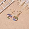 Colorful Cat Eye Heart Dangle Earrings EJEW-JE05013-05-3