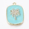 Golden Plated Brass Micro Pave Clear Cubic Zirconia Pendants KK-F807-19-G-2