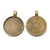 Tibetan Style Flat Round Alloy Pendant Cabochon Settings TIBEP-Q049-08AB-NR-2