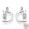 Rhodium Plated 925 Sterling Silver Micro Pave Cubic Zirconia Charms STER-T004-12P-1