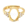 Rack Plating Oval Brass Micro Pave Cubic Zirconia Adjustable Ring Components KK-Q819-03G-2