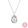 Shell Pearl Oval Pendant Necklaces NJEW-L125-008P-1