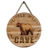 Flat Round with Little Man Cave & Brown Bear Wooden Hanging Wall Decorations for Home Decoration PW-WG0F676-02-1