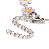 Enamel Daisy Link Chains Bracelet BJEW-P271-01P-05-4