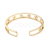 Brass Hollow Lightning Bolt Open Cuff Bangles with Colorful Glass for Women BJEW-M312-10G-3