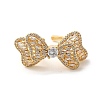 Brass Pave Cubic Zirconia  Open Cuff Rings for Women RJEW-M169-04G-1