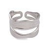 Non-Tarnish 304 Stainless Steel Twist Wave Open Cuff Rings for Women RJEW-G285-26P-2