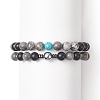 Natural Black Stone & Picasso Jasper & Labradorite & Synthetic Turquois & Non-Magnetic Synthetic Hematite Beaded Stretch Bracelets Sets for Women BJEW-JB09279-1