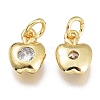 Brass Micro Pave Clear Cubic Zirconia Charms KK-M206-47G-2