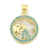 Brass Micro Pave Clear Cubic Zirconia Pendants KK-K354-04G-04-1