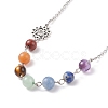 7Pcs 7 Style Natural Mixed Gemstone Beaded Pendant Necklace with Alloy 7 Chakra NJEW-JN03889-6