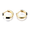 Brass Enamel Huggie Hoop Earrings X-EJEW-T014-10G-01-NF-2