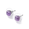 Natural Amethyst Stud Earrings for Women EJEW-K091-01P-08-2