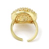 Brass with Cubic Zirconia Open Cuff Rings for Women RJEW-A035-13G-3