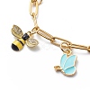 Alloy Enamel Flower & Bee & Butterfly Charm Bracelet with Paperclip Chains BJEW-JB08702-5