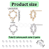 GOMAKERER 8Pcs 2 Colors Donut Shape Brass Cubic Zirconia Stud Earring Findings AJEW-GO0001-47-2