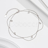 925 Sterling Silver Cable Chain Anklet AJEW-Z029-10P-2