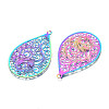 Ion Plating(IP) 201 Stainless Steel Filigree Pendants STAS-T057-57-3