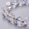 Faceted Natural Quartz Crystal Stretch Beaded Bracelets BJEW-H543-C10-2