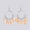 Cowrie Shell Dangle Earrings EJEW-JE02945-2