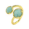 Round Natural Gemstone Open Cuff Rings RJEW-C087-02G-2