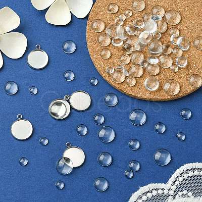 400Pcs Transparent Glass Cabochons GGLA-YW0001-15-1