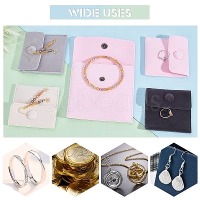 PandaHall Elite 8Pcs 8 Style Square Velvet Jewelry Bags TP-PH0001-17-1