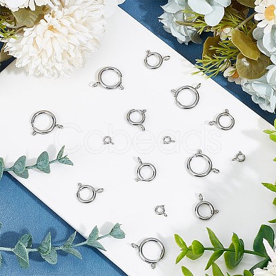 GOMAKERER 24Pcs 4 Styles 304 Stainless Steel Spring Ring Clasps STAS-GO0001-22-1