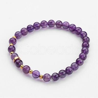 Natural Round Gemstone Beaded Stretch Bracelets BJEW-JB02453-1